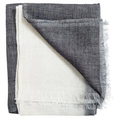 Granite Black White Ombre Soft Linen Silk Handloom Artisanal Scarf