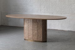 Large Dining Table, solid granite base and top with messing detail, France, '70s