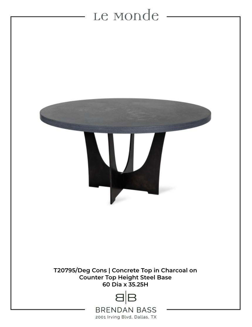 20th Century Granite Honed Circular Table Top with Custom Steel Base For Sale