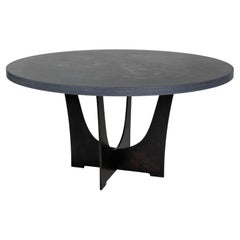Granite Honed Circular Table Top with Custom Steel Base