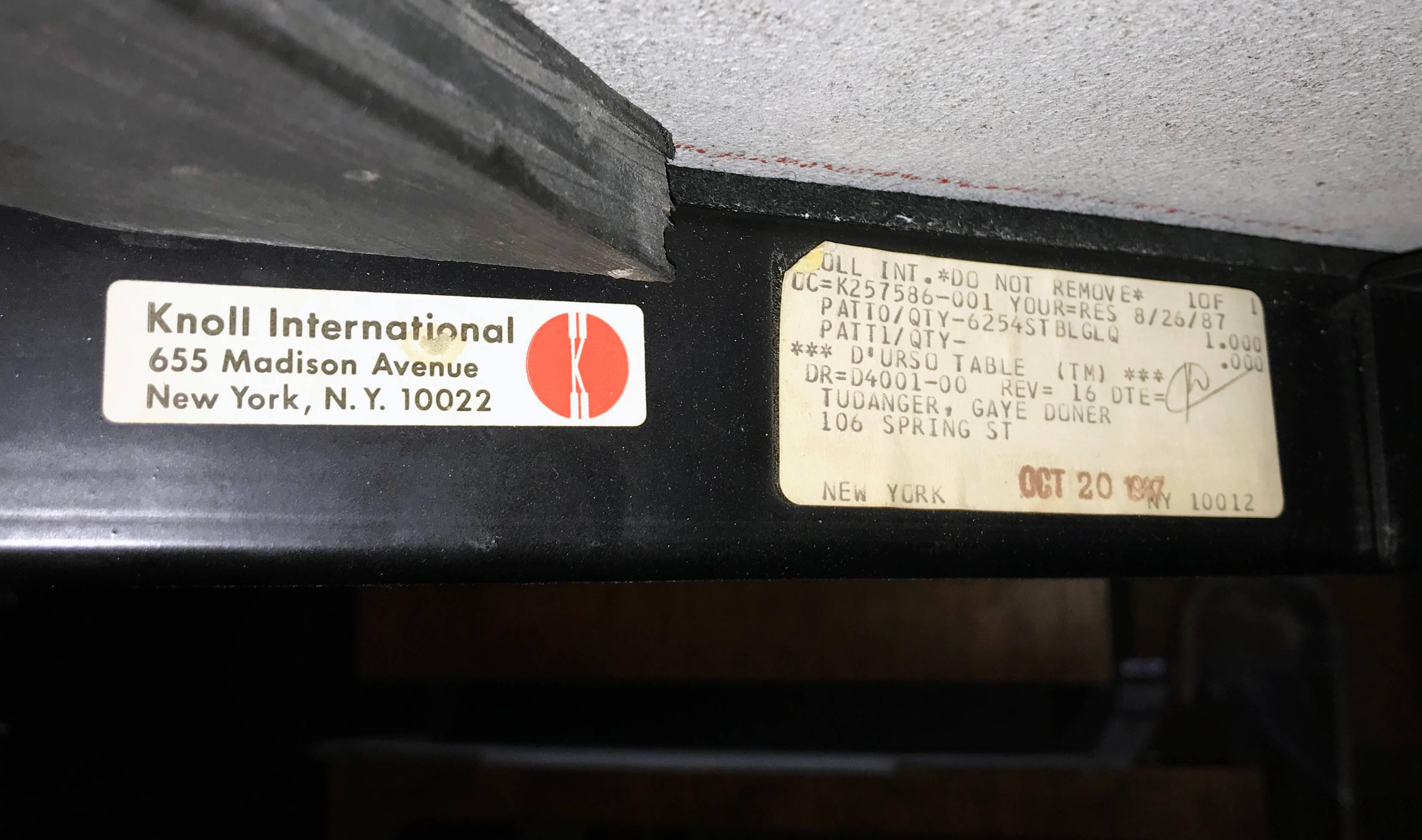 Granite Joseph D’urso Table for Knoll International In Excellent Condition In Brooklyn, NY