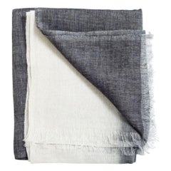 Vintage Granite Black White Ombre Soft Linen Silk Handloom Artisanal Scarf
