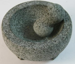 Vintage 1960s Antique Granite Mortar and Pestle, Good Condition