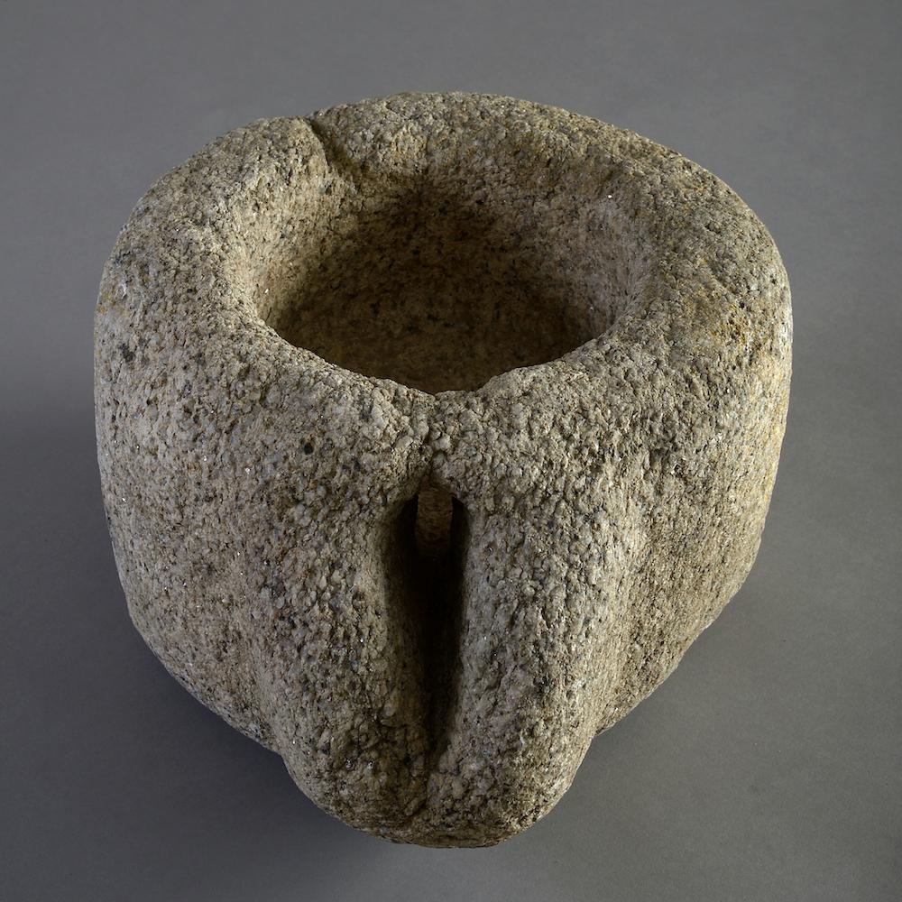 A granite mortar, Galicia, 18th century or earlier.