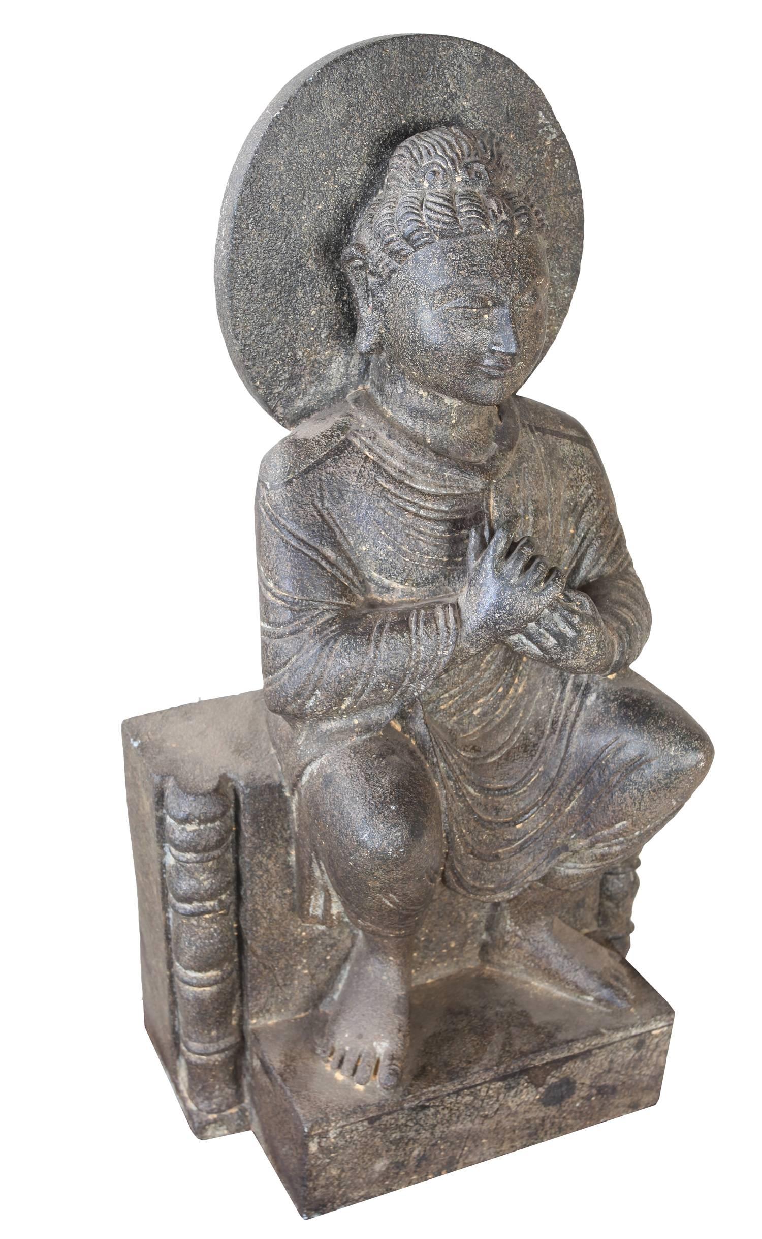Indian Granite Sitting Buddha, India, Early 1900s