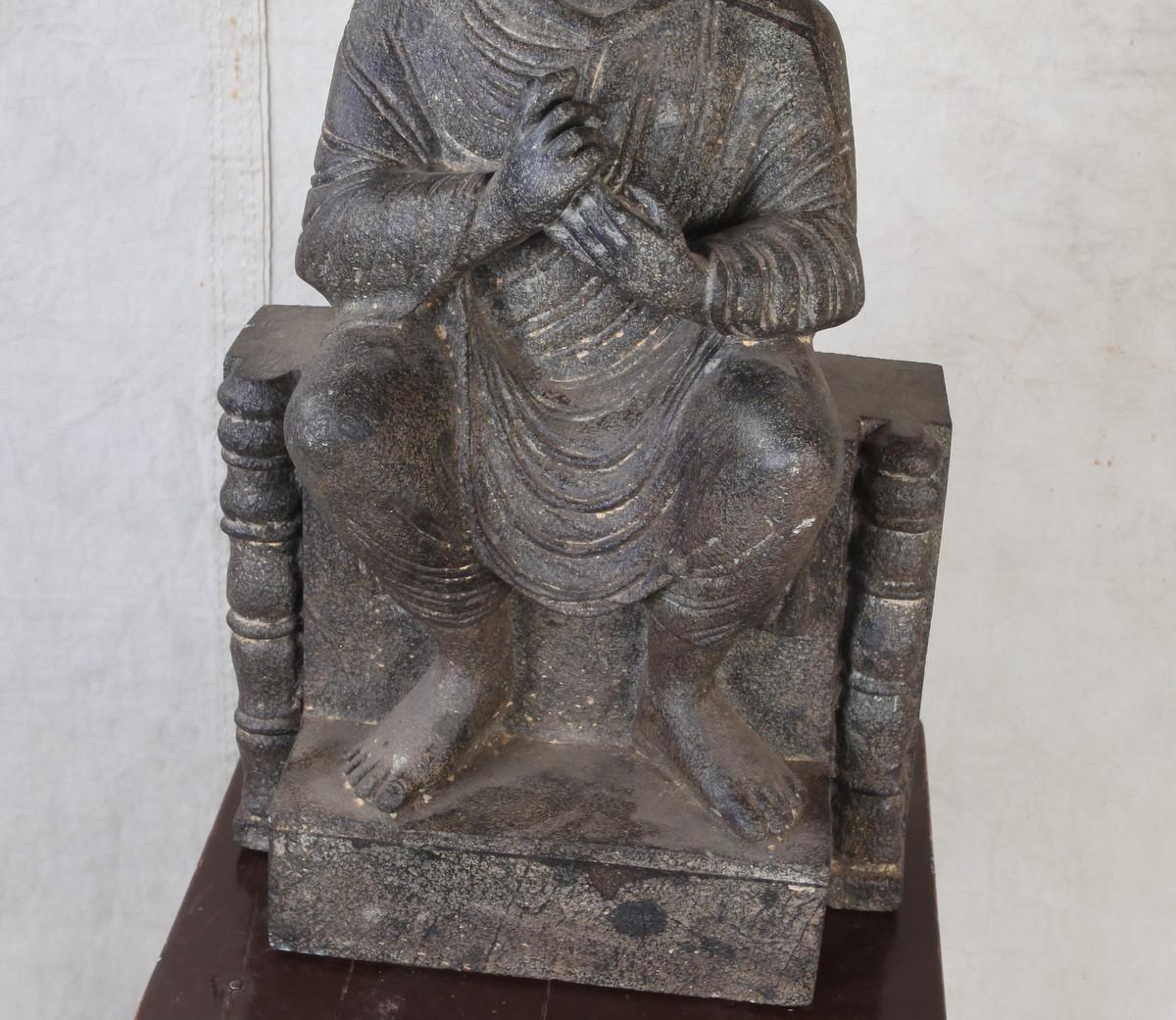 Granite Sitting Buddha, India, Early 1900s 3