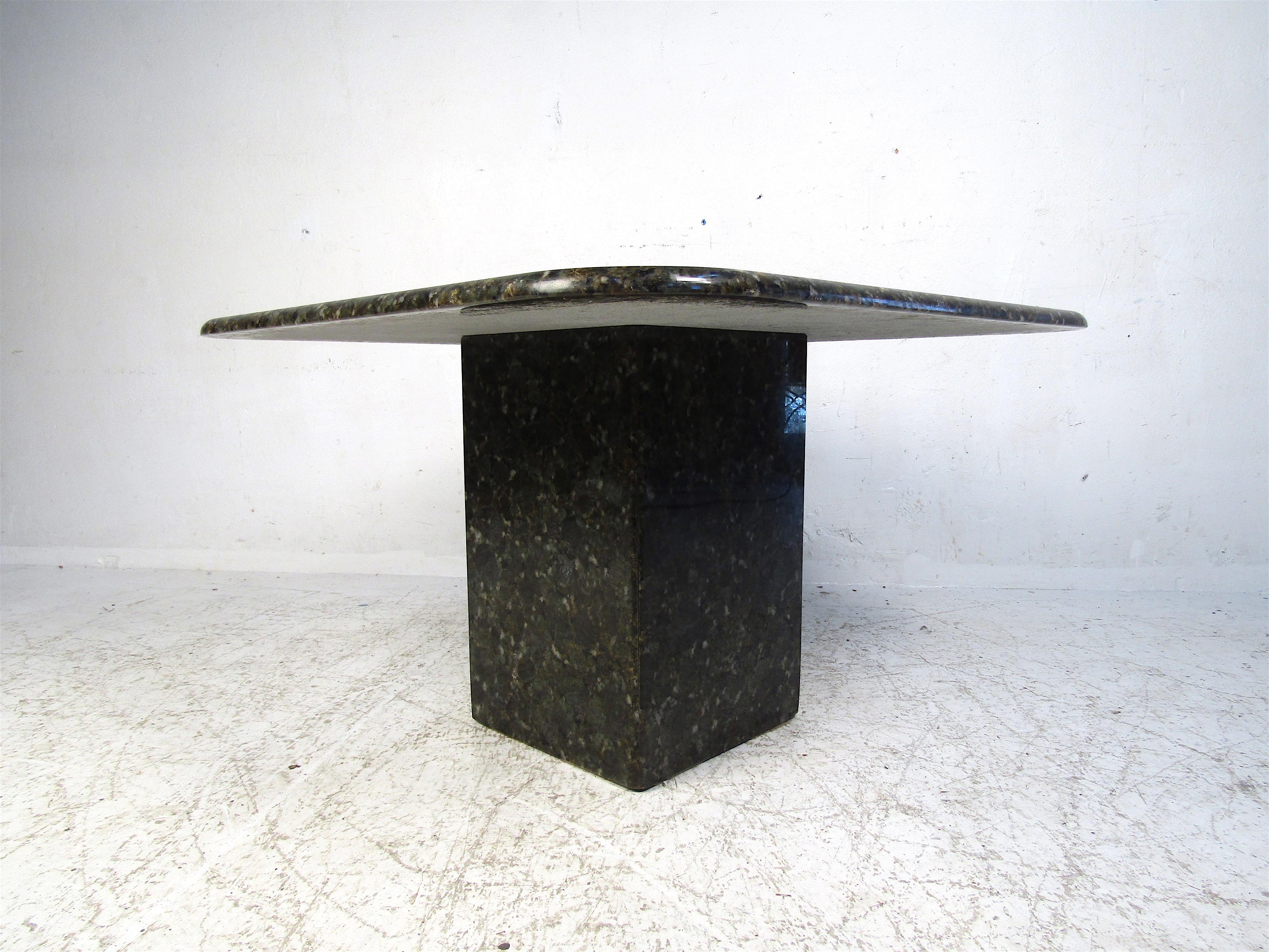 Mid-Century Modern Granite Square Outdoor Dining Table For Sale