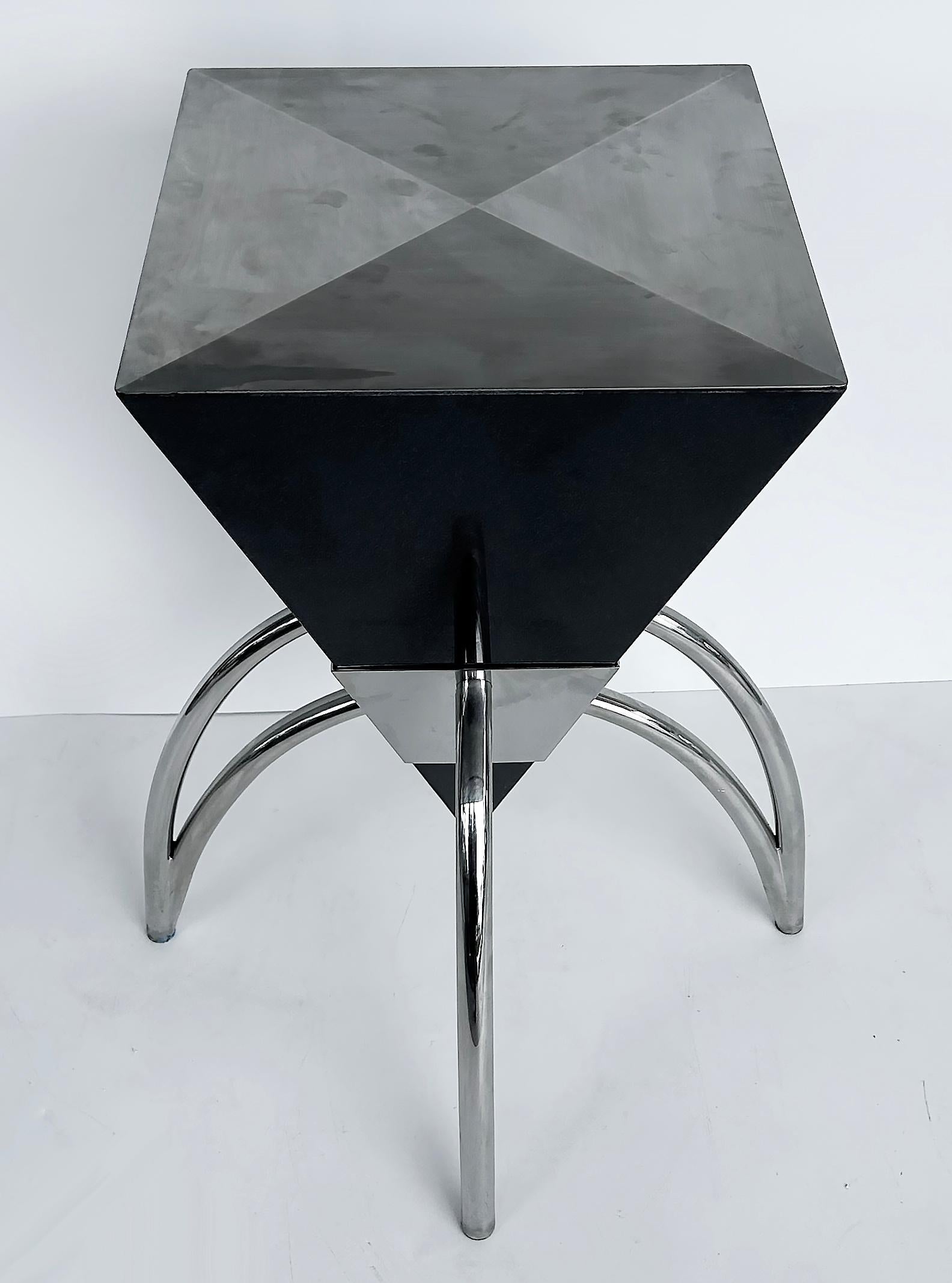 American Granite, Stainless Steel and Glass Dining Table, Brueton Atrributed For Sale