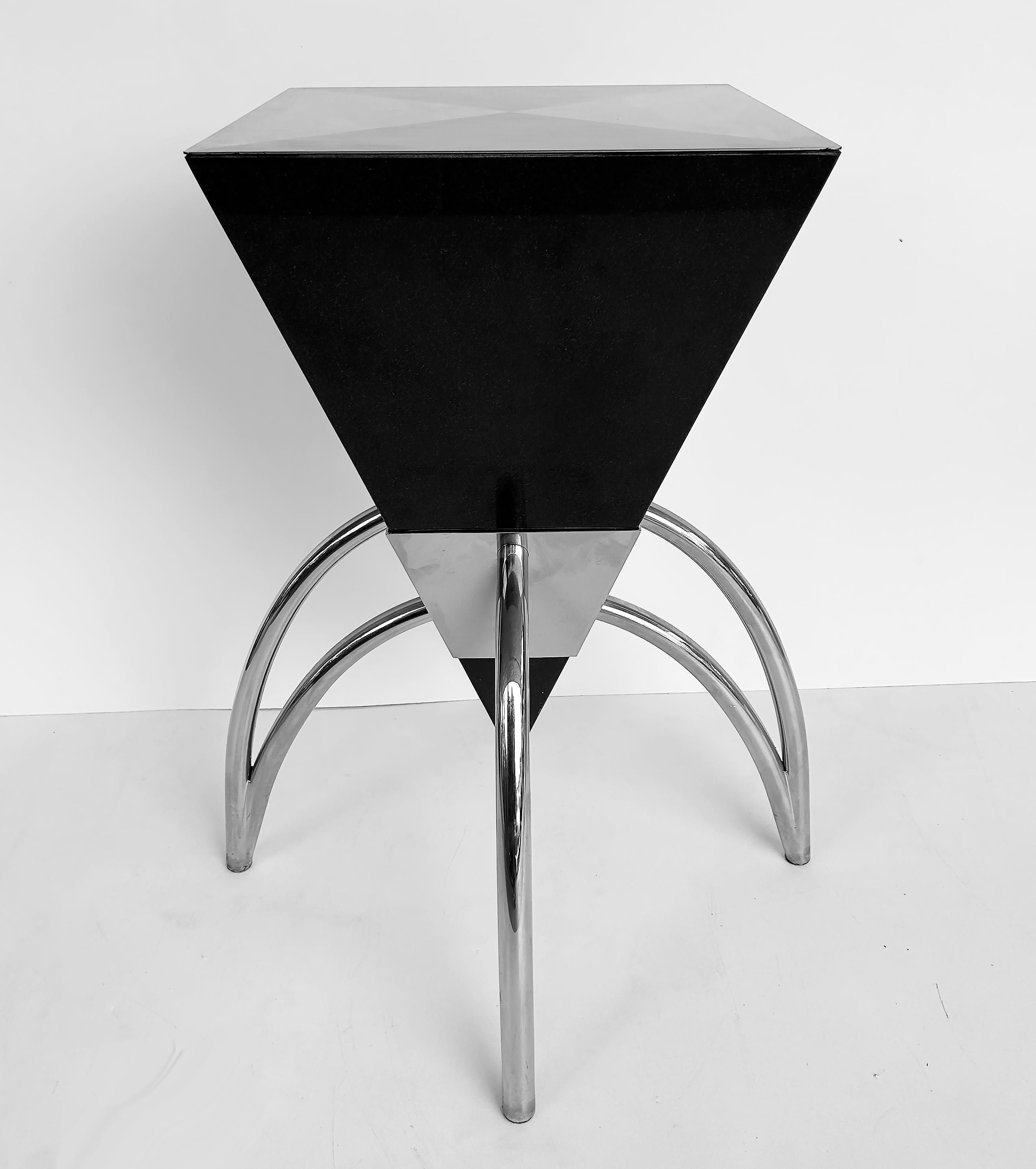 Granite, Stainless Steel and Glass Dining Table, Brueton Atrributed In Good Condition For Sale In Miami, FL