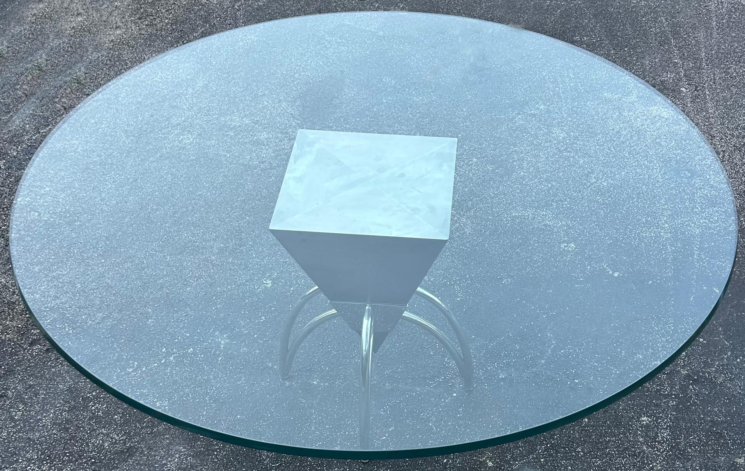 20th Century Granite, Stainless Steel and Glass Dining Table, Brueton Atrributed For Sale