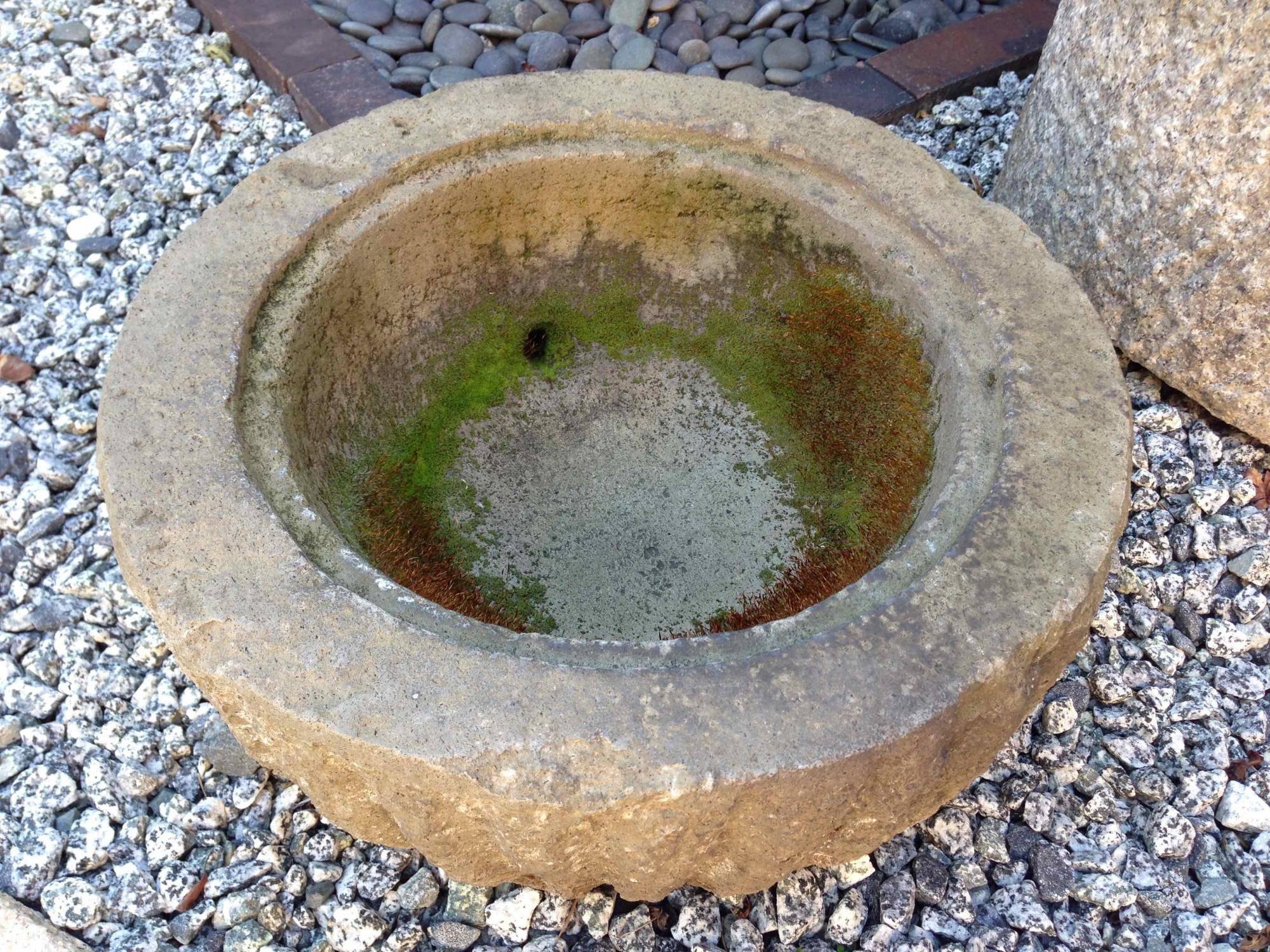 Stone water basin with heads as handles (Tsukubai)
Material: Granite
Origin: Japan
Age: Late Meiji period, circa 1890-1910
Size: 18-1/2