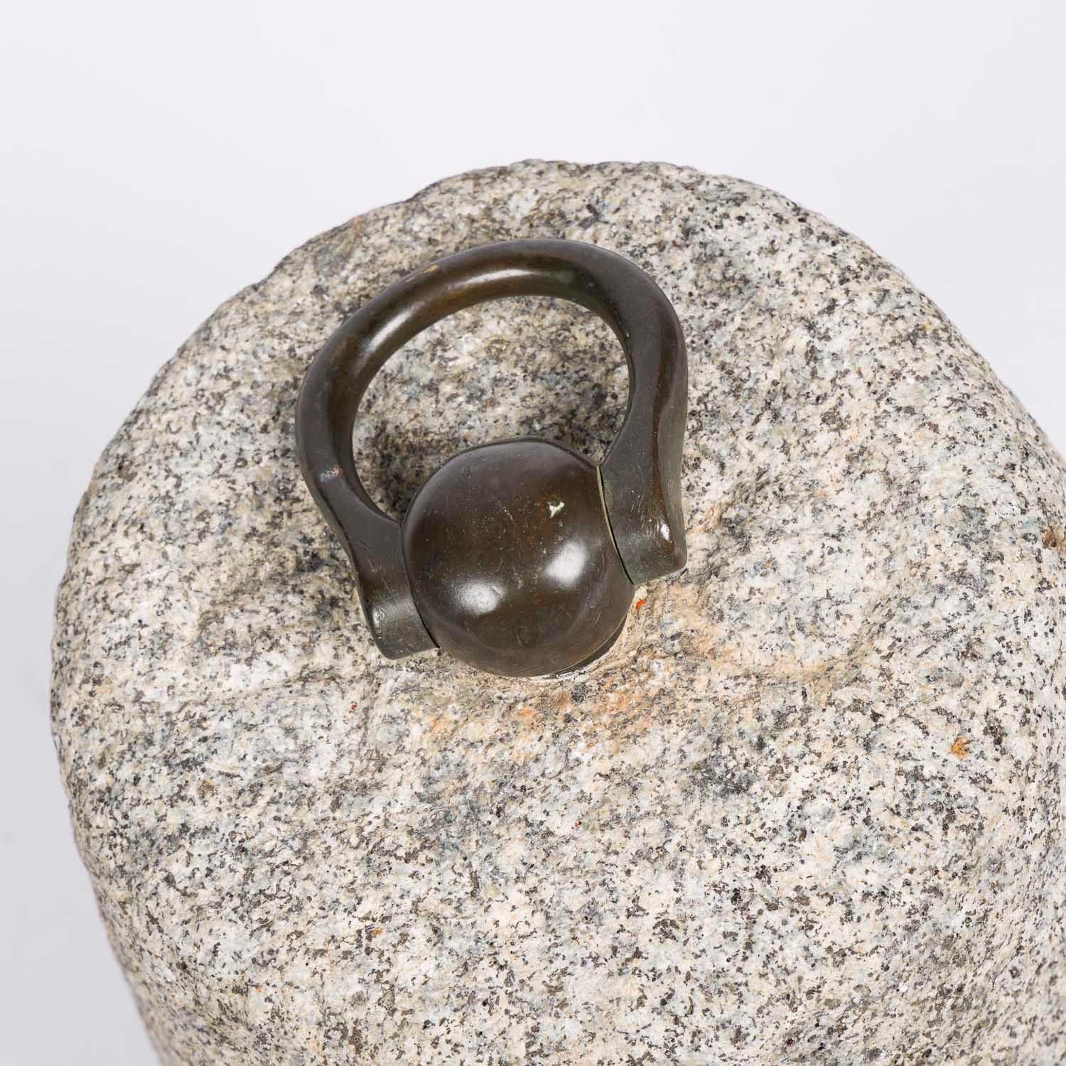 Scottish Granite tether stone with a bronze loop For Sale