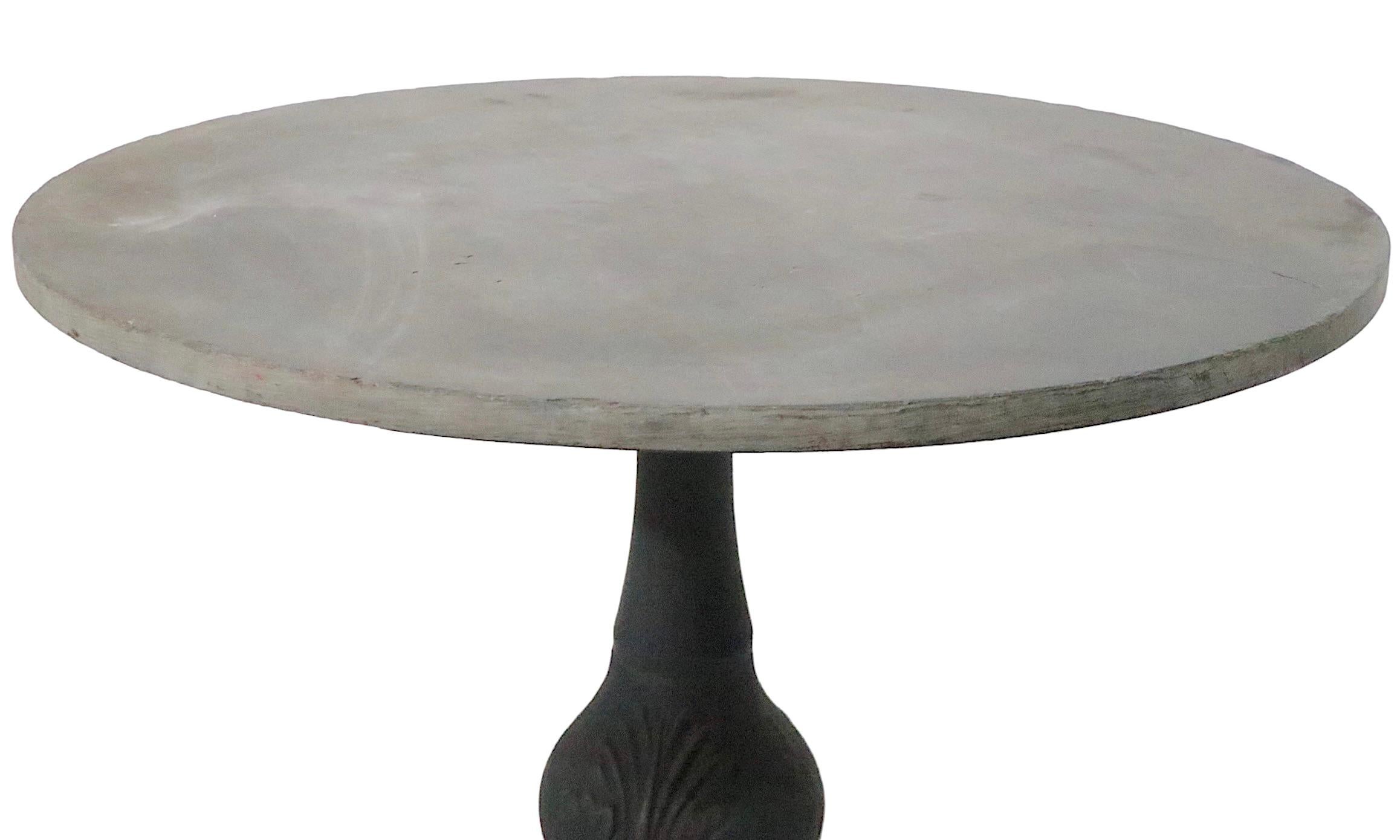 Granite Top Cast Iron Base French Style Cafe Bistro Garden Table c 1920 - 1950s For Sale 3