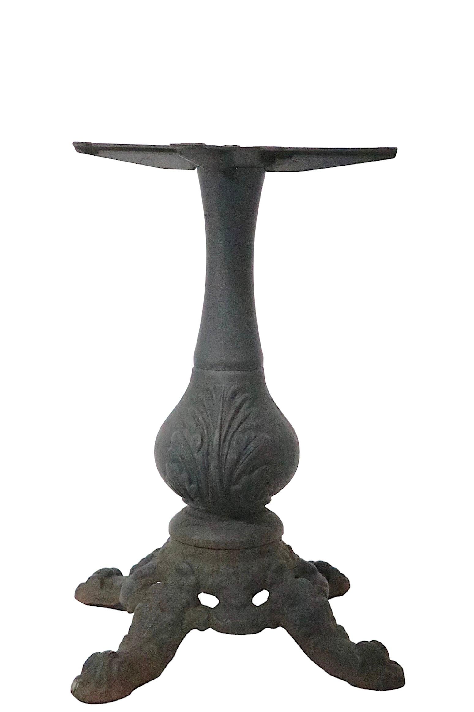 Granite Top Cast Iron Base French Style Cafe Bistro Garden Table c 1920 - 1950s For Sale 7