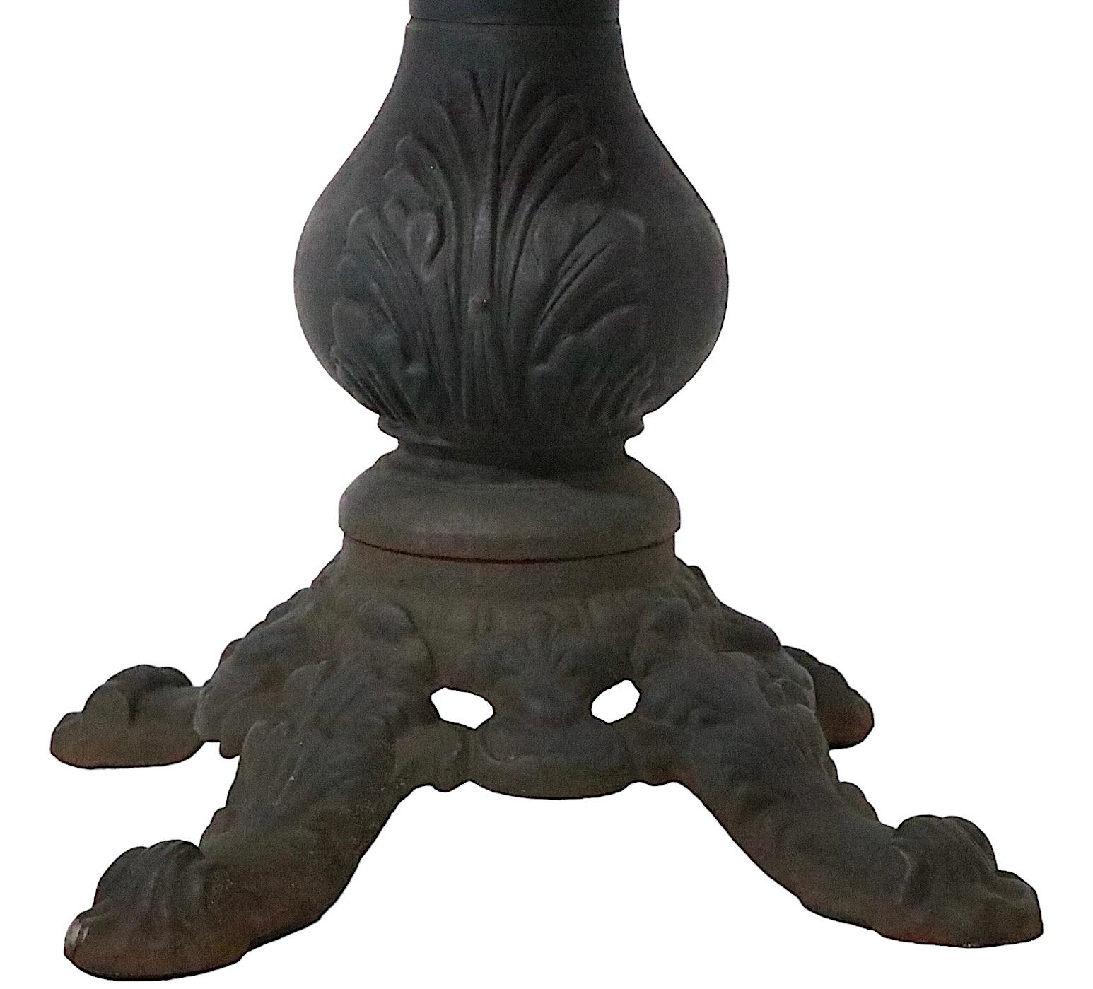 Berlin Iron Granite Top Cast Iron Base French Style Cafe Bistro Garden Table c 1920 - 1950s For Sale