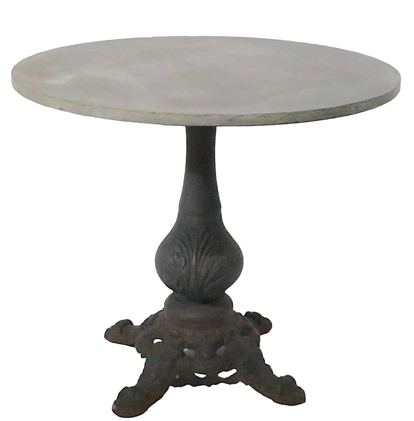 Granite Top Cast Iron Base French Style Cafe Bistro Garden Table c 1920 - 1950s For Sale 2