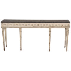 Granite Top Neoclassical Console in Cream Paint