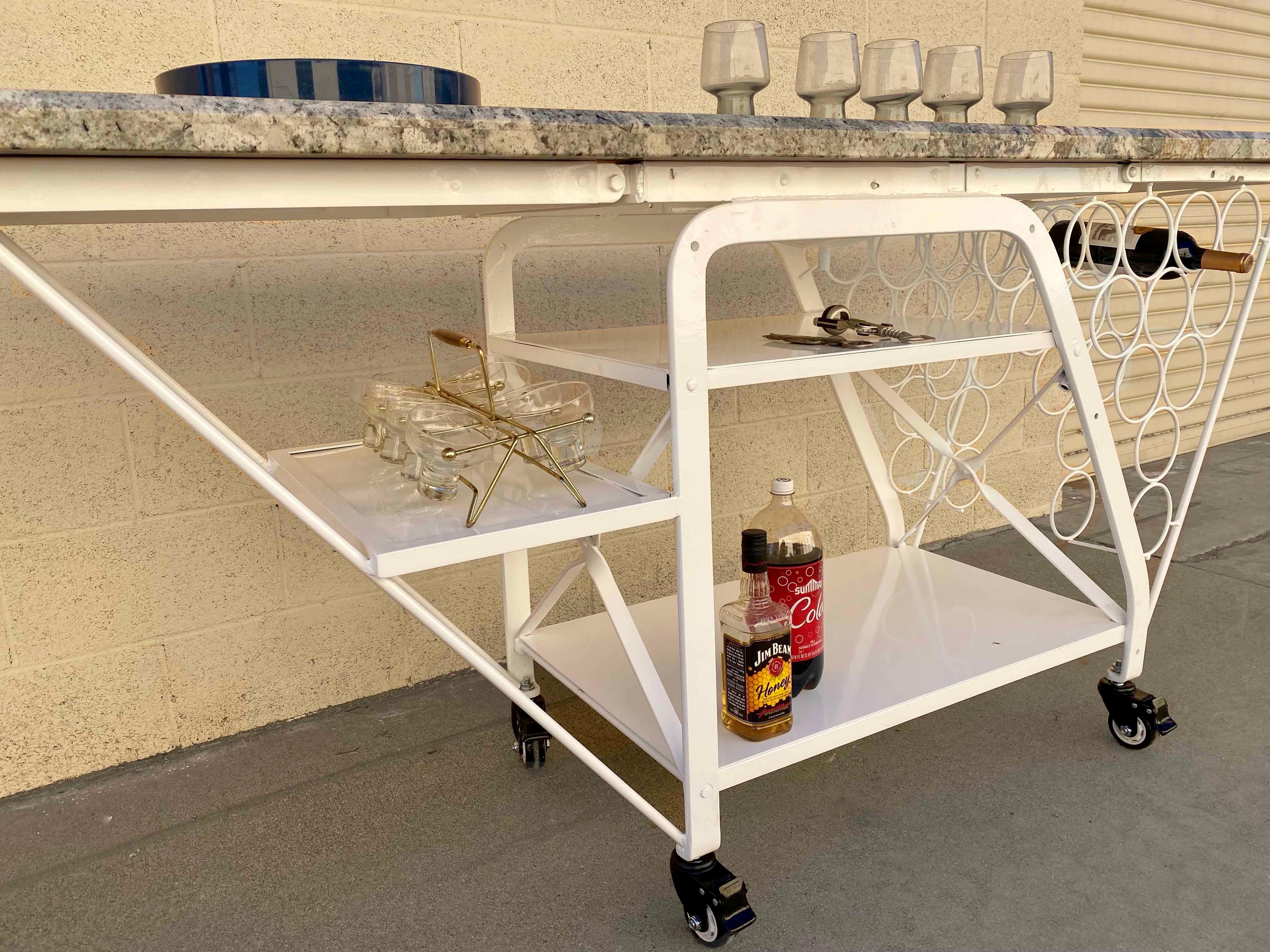 Carro de bar rodante con tapa de granito Acero en venta
