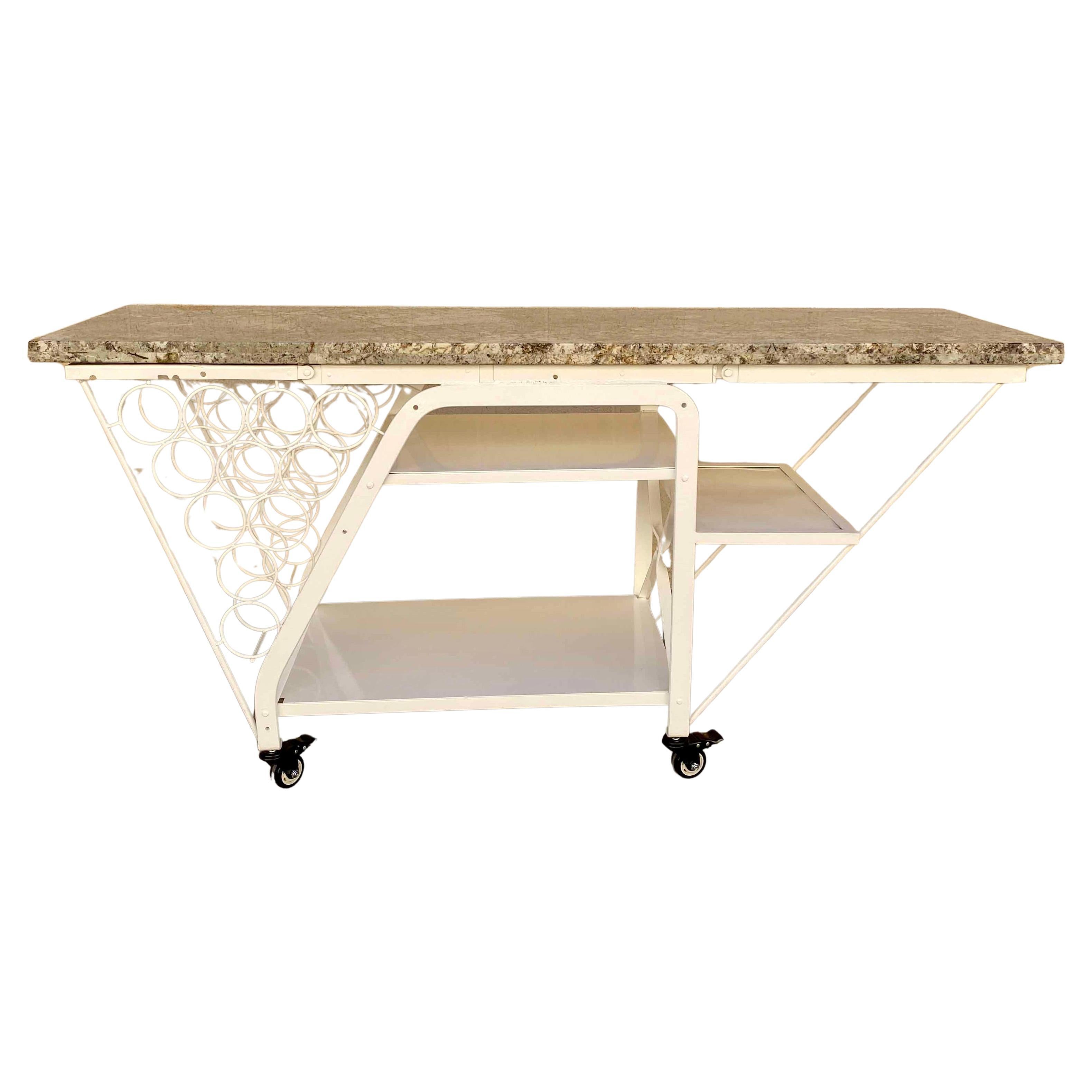 Granite Top Rolling Bar Cart