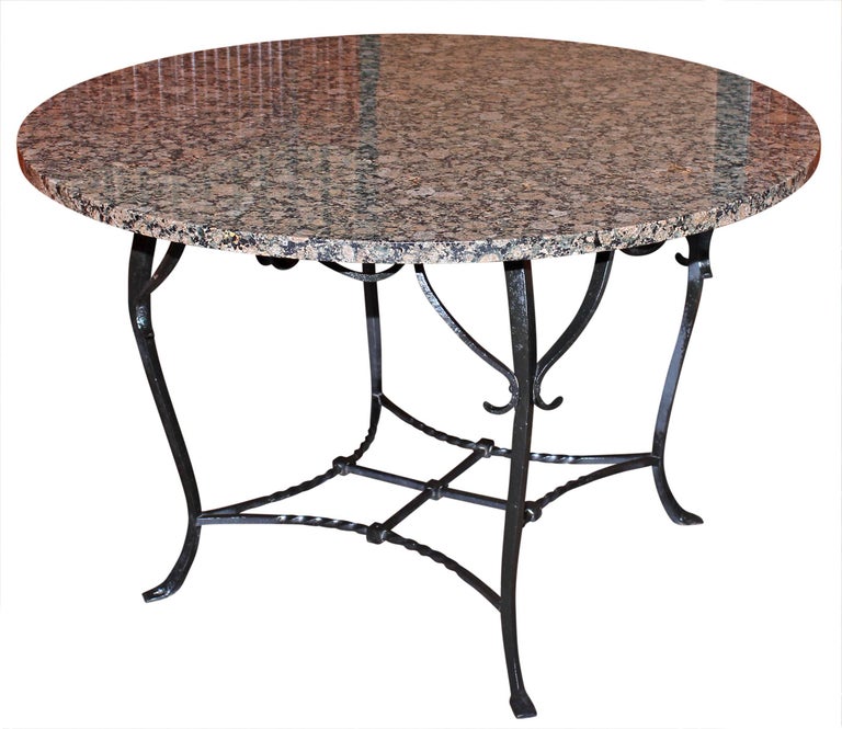 Granite Top Round Dining Table For Sale at 1stDibs
