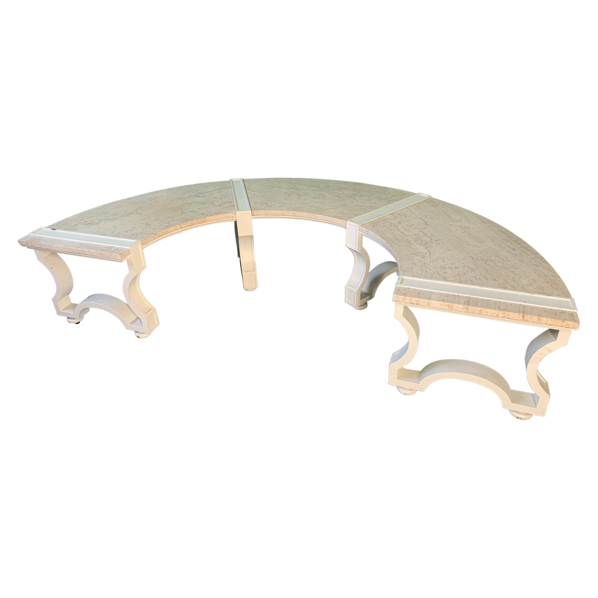 Granite Topped Curved Bench Seat For Sale