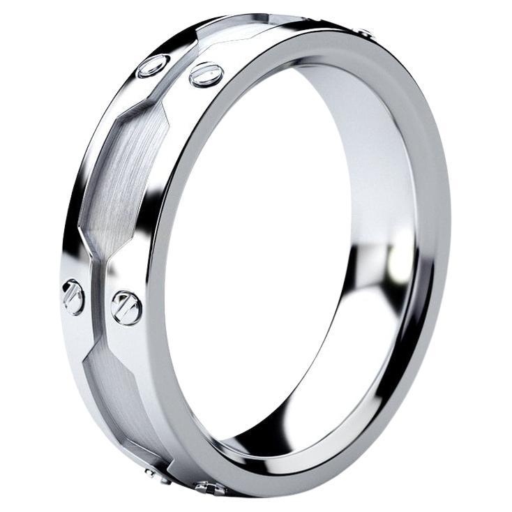 GRANT 14k White Solid Gold Wedding Ring for Men and Women For Sale