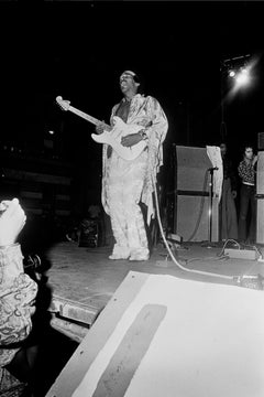 Jimi Hendrix on Stage, Leaning Back Fine Art Print
