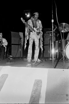 Retro Jimi Hendrix Playing Guitar with Closed Eyes Fine Art Print