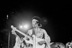 Retro Jimi Hendrix Tuning Guitar on Stage Fine Art Print