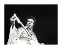 Vintage Jimi Hendrix Tuning Guitar on Stage