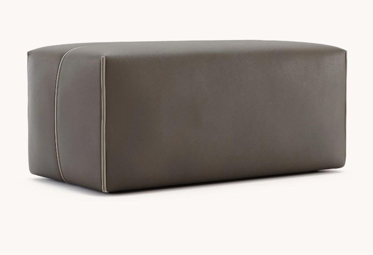 Grant S Pouf by Domkapa
Materials: Fiber. 
Dimensions: W 94 x D 45 x H 40 cm. 
Also available in different materials.

The construction of Grant pouf skillfully combines aesthetics and ergonomics to establish this as the go-to solution for