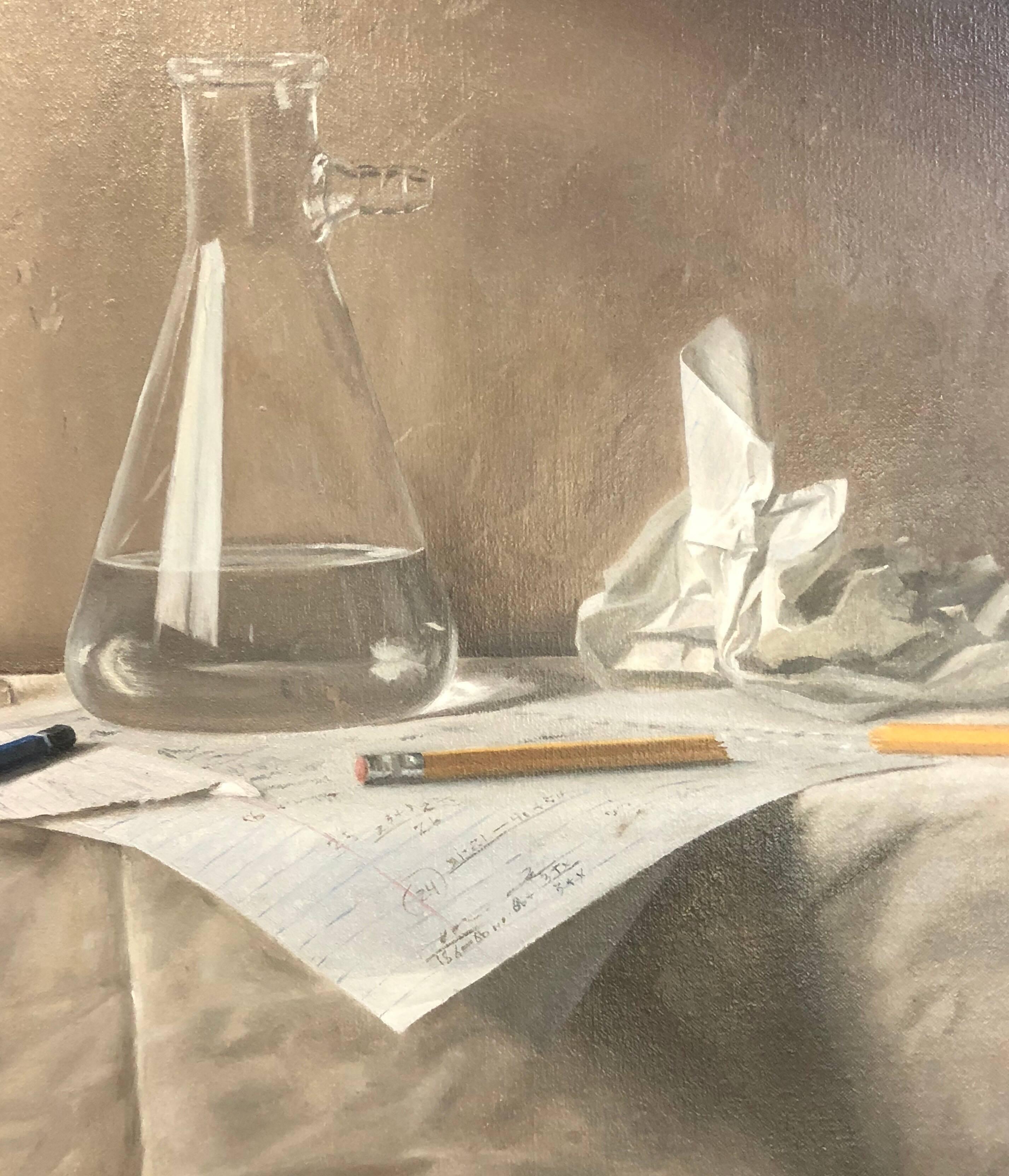 Quantitative Research - Gray Still-Life Painting by Grant Perry