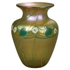 Vase en verre d'art Flower, Heart & Vine de Randolph, signé, 20e siècle