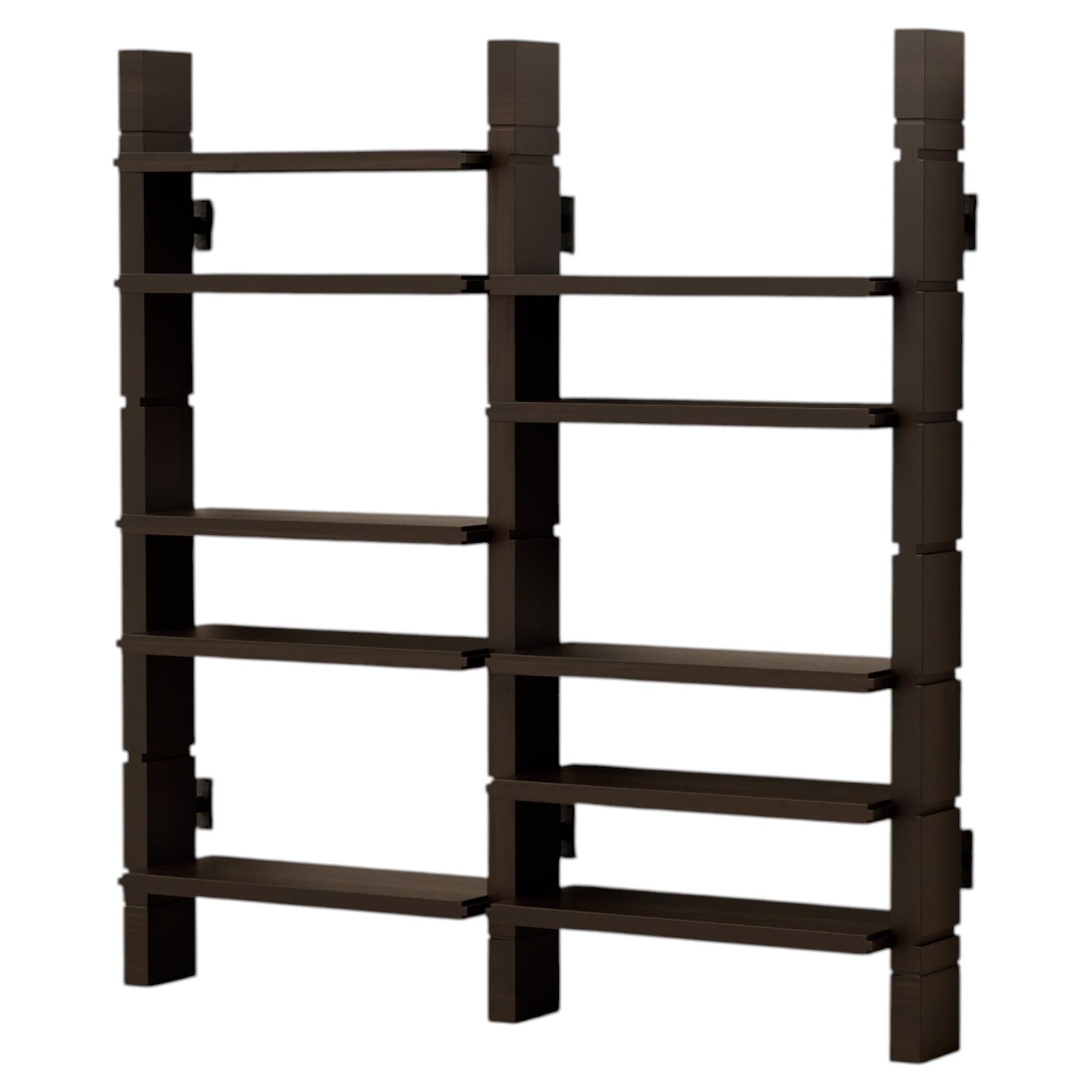 Grant Walnut Double Bookshelf by Lusano For Sale