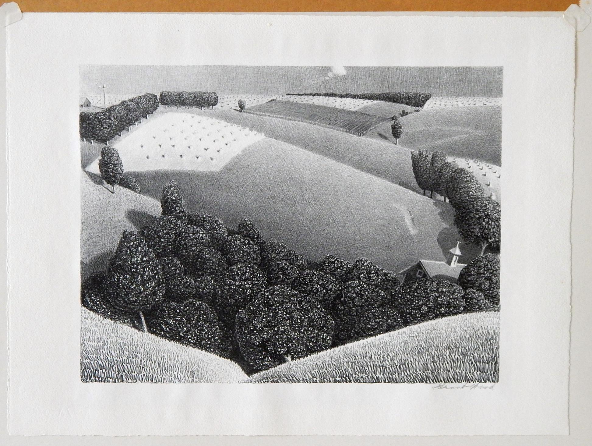 Grant wood original stone lithograph in excellent condition.
9