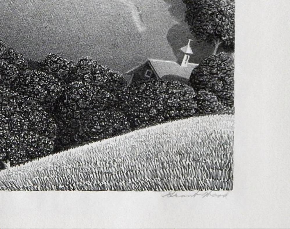 20th Century Grant Wood Original Stone Lithograph, 1938, “July Fifteenth”