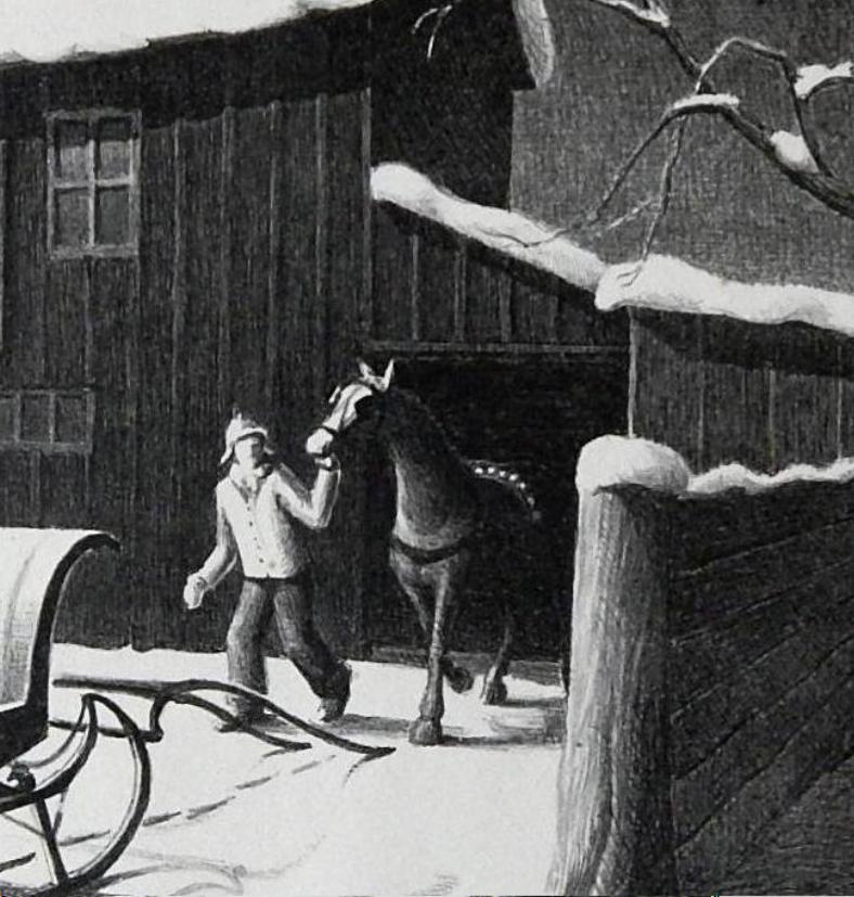 20th Century Grant Wood Original Stone Lithograph, 1940, “December Afternoon”