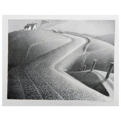 Lithographie en pierre originale de Grant Wood, 1941, « March ».