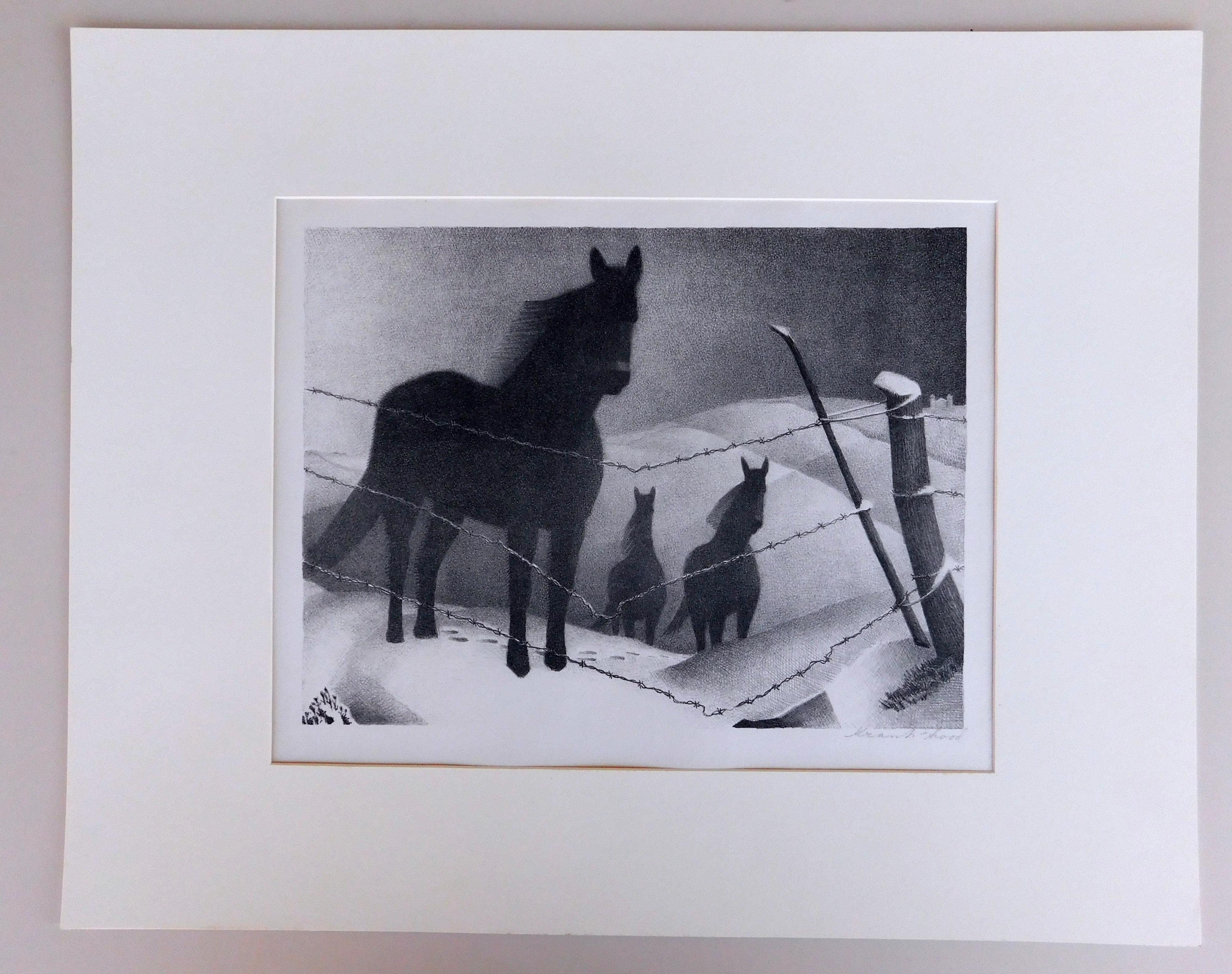 Litografia originale firmata a matita di Grant Wood, 1940 - febbraio in vendita 1