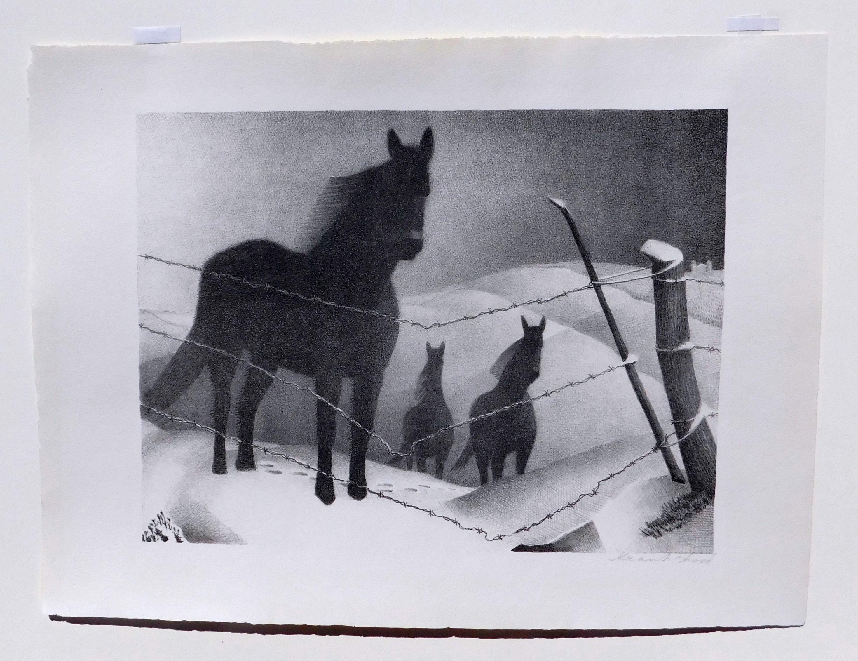 Litografia originale firmata a matita di Grant Wood, 1940 - febbraio in vendita 2