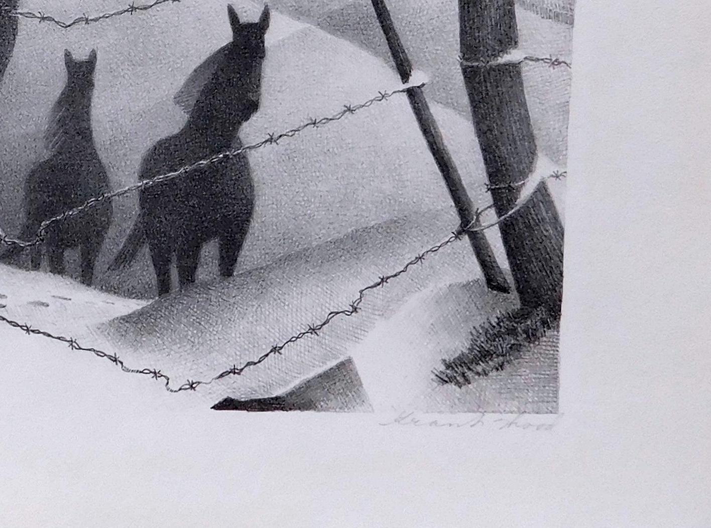 Litografia originale firmata a matita di Grant Wood, 1940 - febbraio in vendita 5