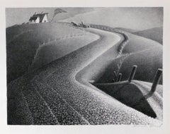 Grant Wood Original Stone Lithograph - March
