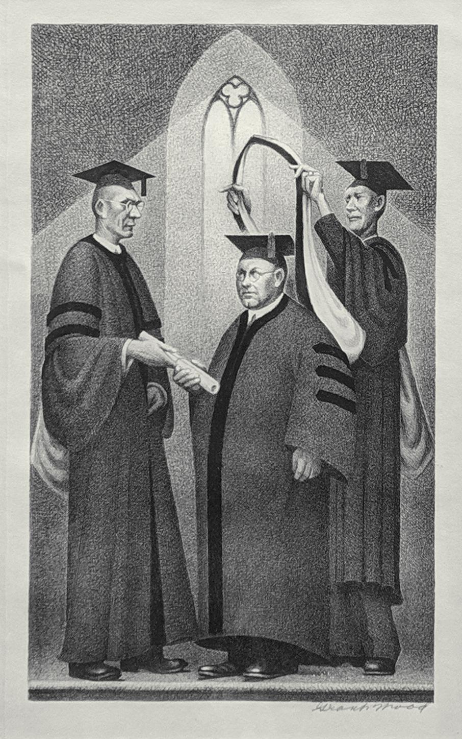 HONORARY DEGREE - Print by Grant Wood