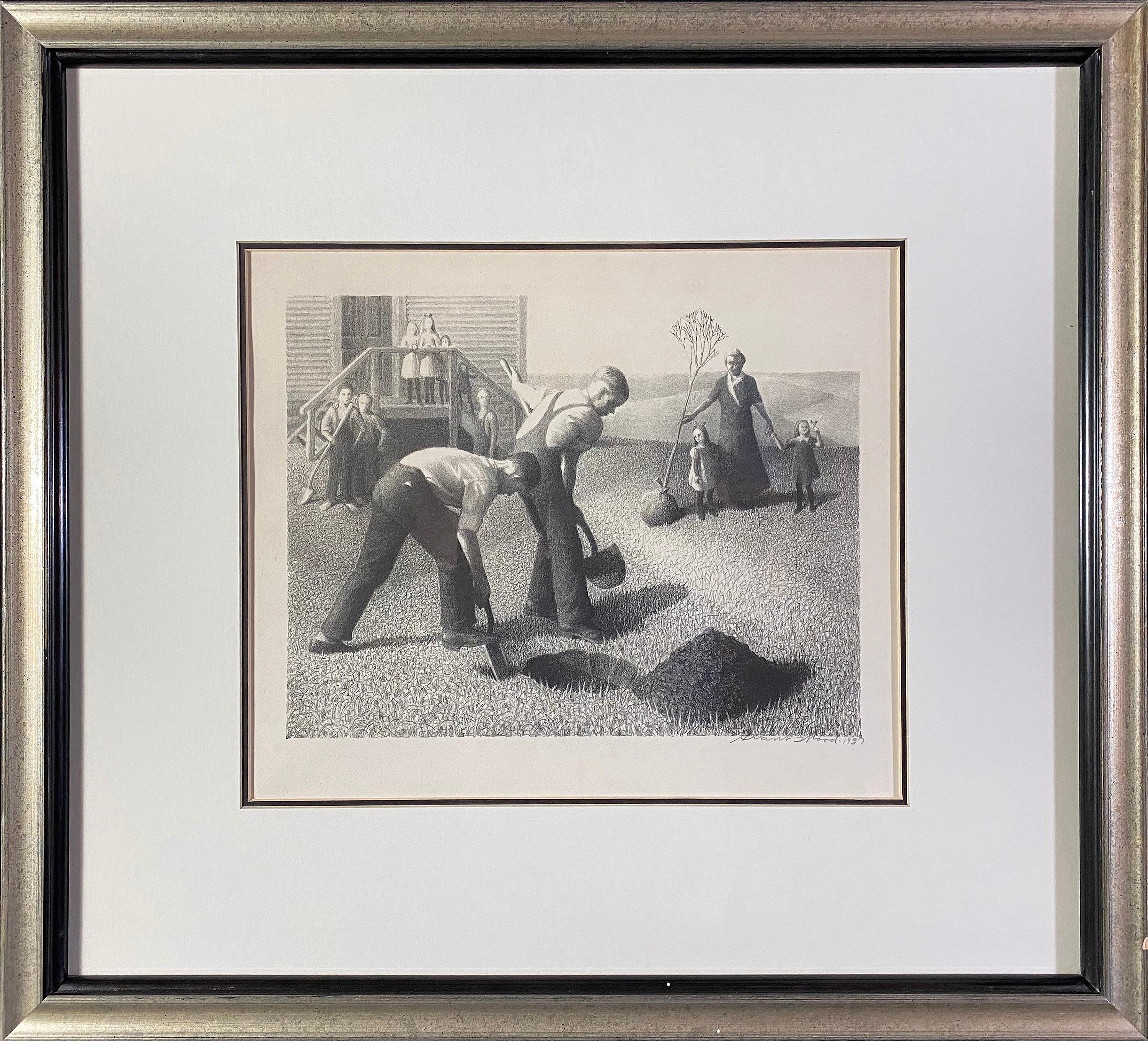 Tree Planting Group - Print by Grant Wood