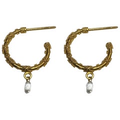 Granulated Bali Diamond Briolette Hoops in 22 Karat Gold, A2 by Arunashi