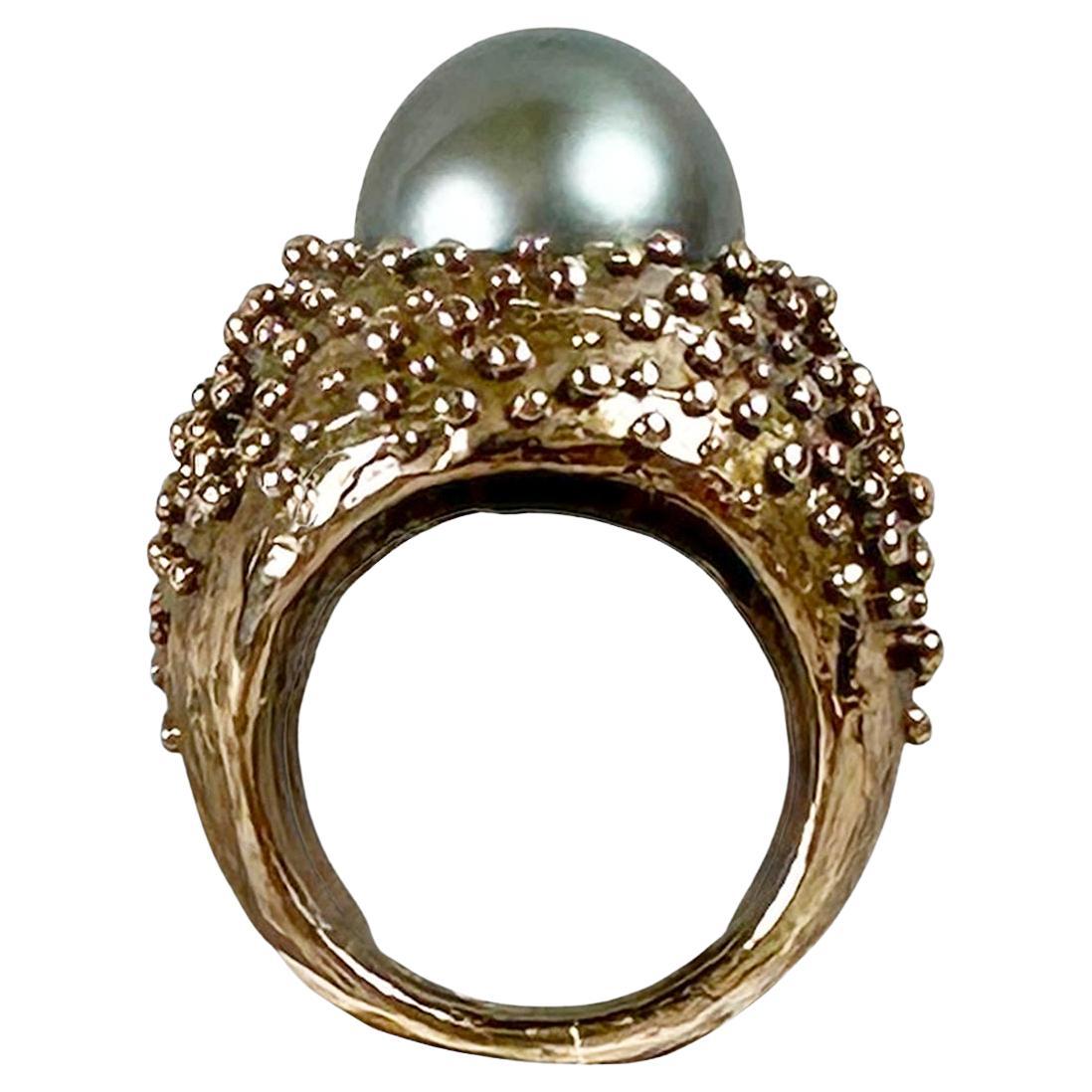 Anillo de perlas Granuli Cupola de bronce de Lo Studiolo Genève en venta