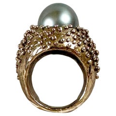 Granuli Cupola Pearl Ring in Bronze by Lo Studiolo Genève