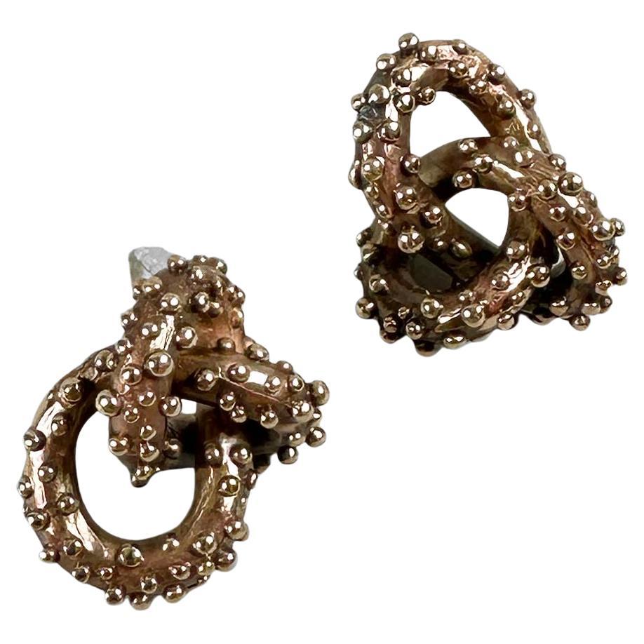Granuli Groviglio Knot Earrings in Bronze by Lo Studiolo Genève For Sale
