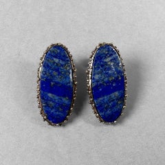 Granuli Lapis Oval Earrings in Bronze by Lo Studiolo Genève