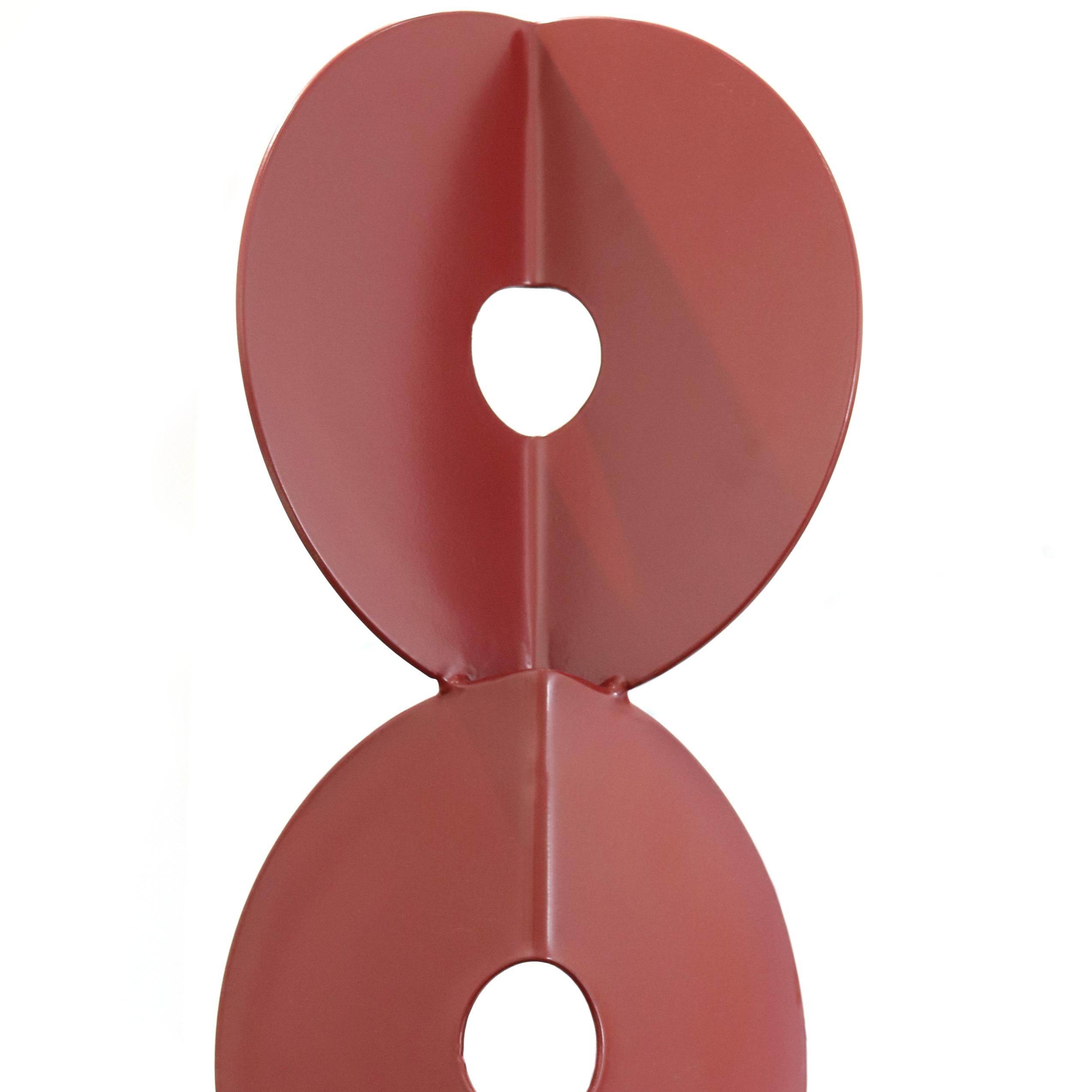 7 Foldes Circles - Large Red Steel Tall Geometric Indoor Outdoor Sculpture en vente 4